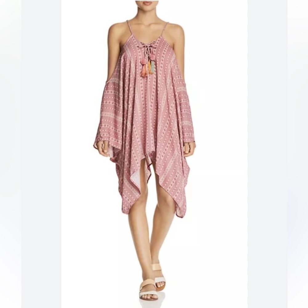 Surf Gypsy Mauve Tassels Swim Cover Up Tunic Dress Size Small